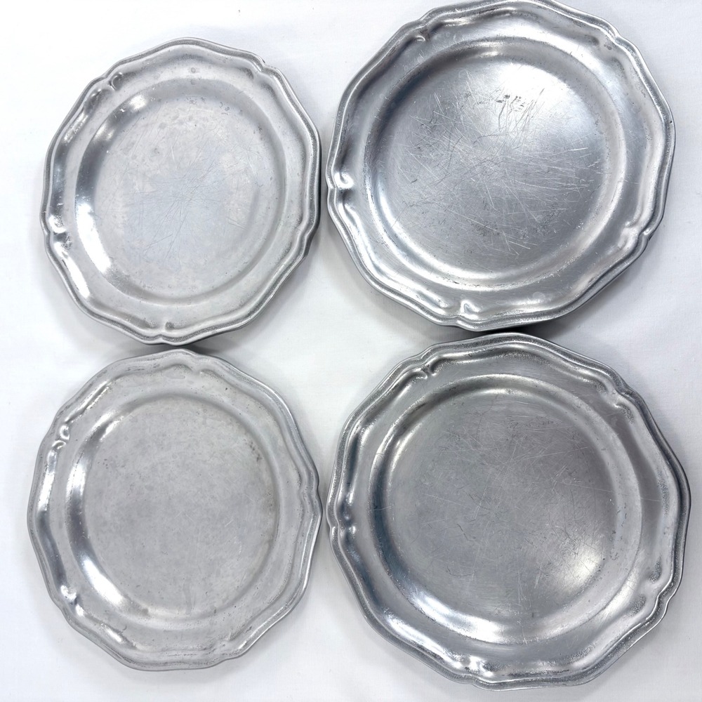 Wilton Armetale Plates Silver 7 Inch Scalloped Rim Bread Butter Set of 4 RWP PA